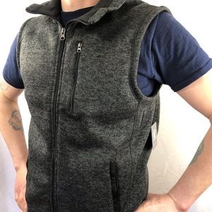 NWT Marled Gray Fleece Vest Size Medium